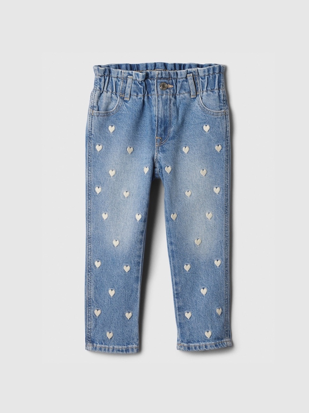 Toddler 2T Light Wash Heart-Print Denim Jeans - Like New